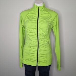 Made Sexy by Victoria's Secret neon yellow green zip up exercise jacket M